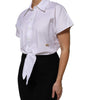 Dolce & Gabbana White Jacquard Cotton Collared Shirt Top
