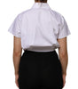 Dolce & Gabbana White Jacquard Cotton Collared Shirt Top