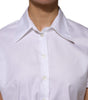 Dolce & Gabbana White Jacquard Cotton Collared Shirt Top