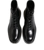 Dolce & Gabbana Black Leather Logo Ankle Boots Lace Up Shoes