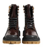 Dolce & Gabbana Brown Black Leather Boots Zipper Lace Up Shoes