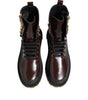 Dolce & Gabbana Brown Black Leather Boots Zipper Lace Up Shoes