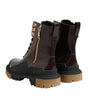 Dolce & Gabbana Brown Black Leather Boots Zipper Lace Up Shoes