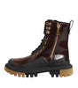 Dolce & Gabbana Brown Black Leather Boots Zipper Lace Up Shoes