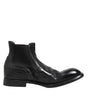 Dolce & Gabbana Black Leather Ankle Boots Slip On Shoes