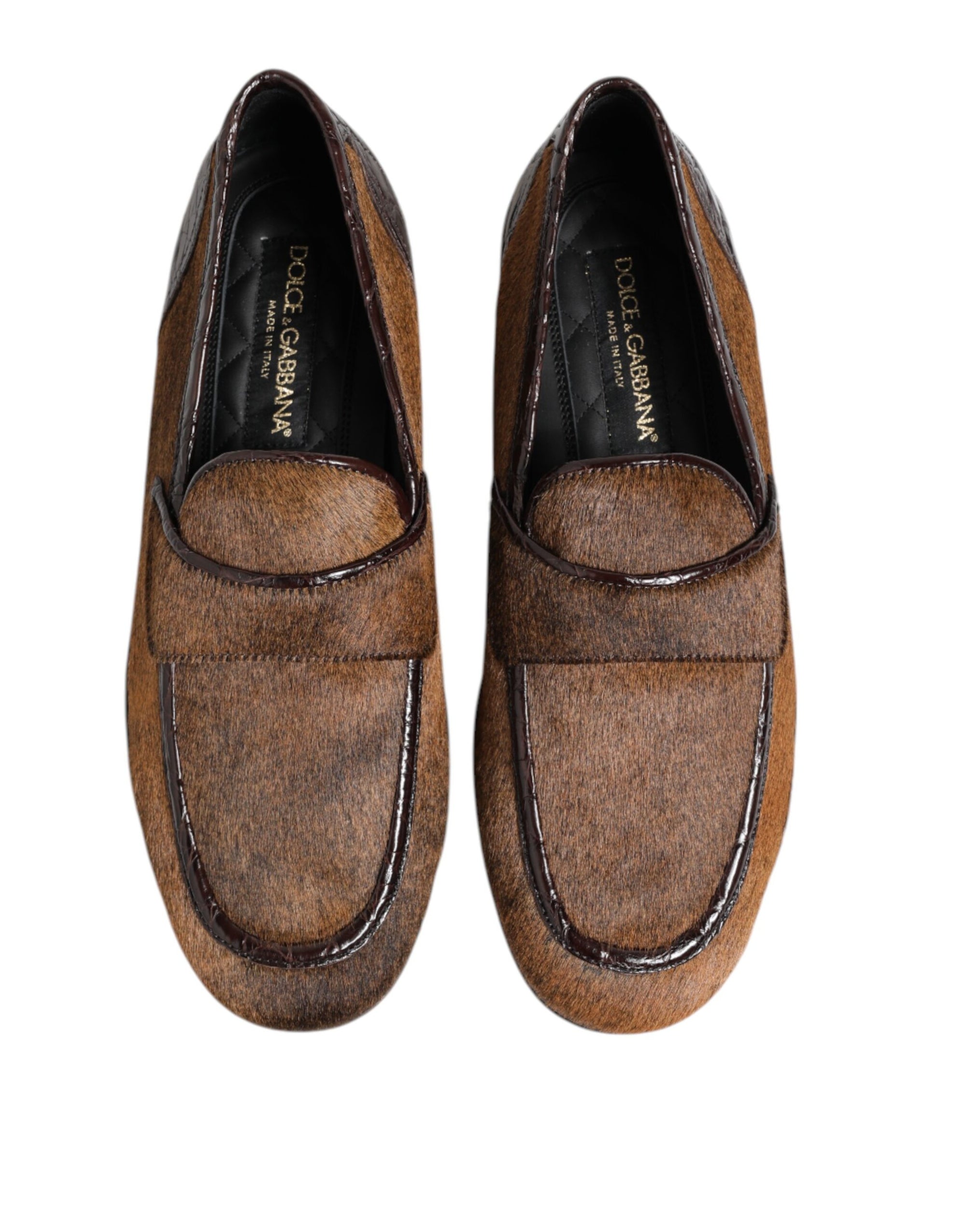 Mocassins marron Dolce &amp; Gabbana en cuir à enfiler pour homme