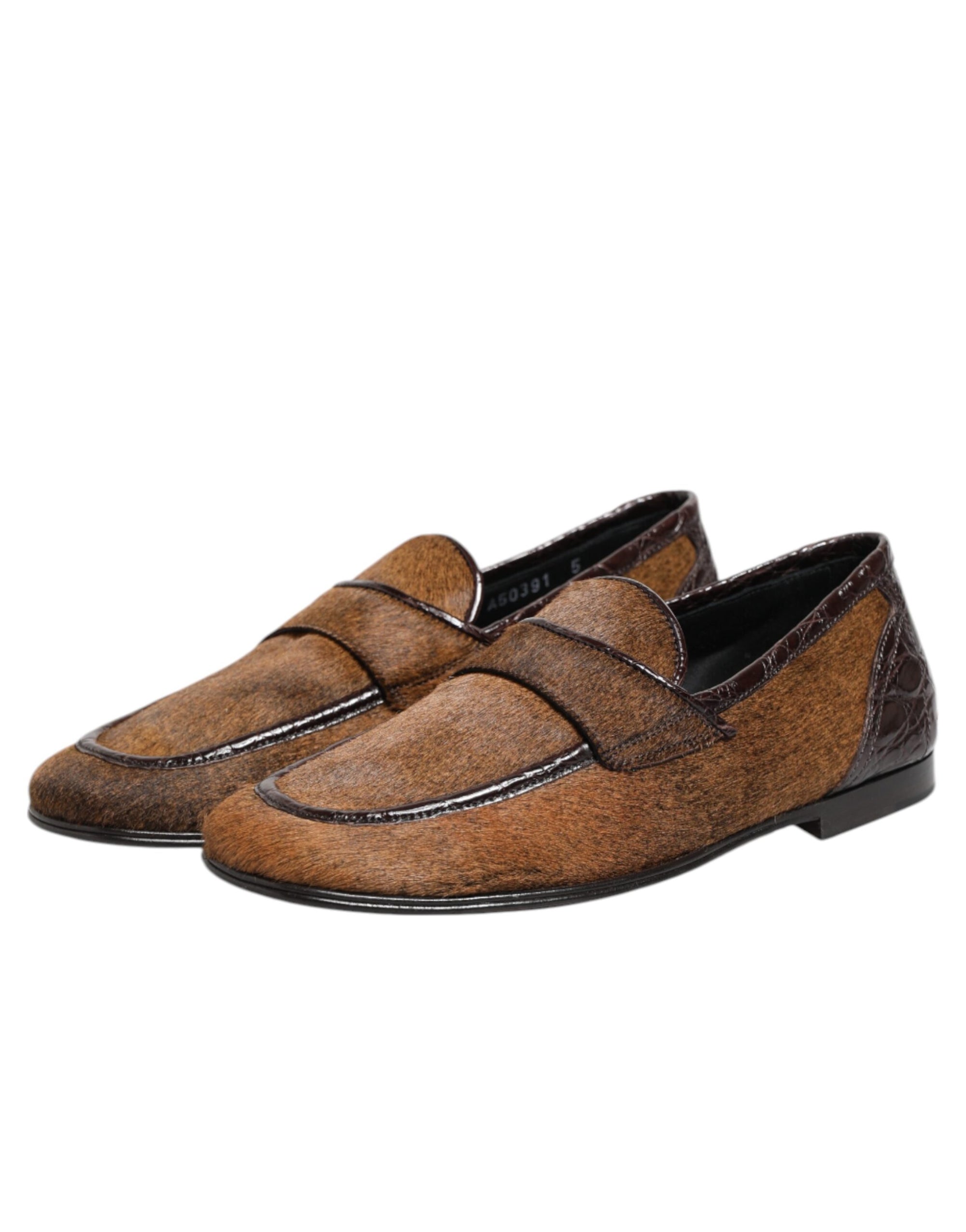 Mocassins marron Dolce &amp; Gabbana en cuir à enfiler pour homme
