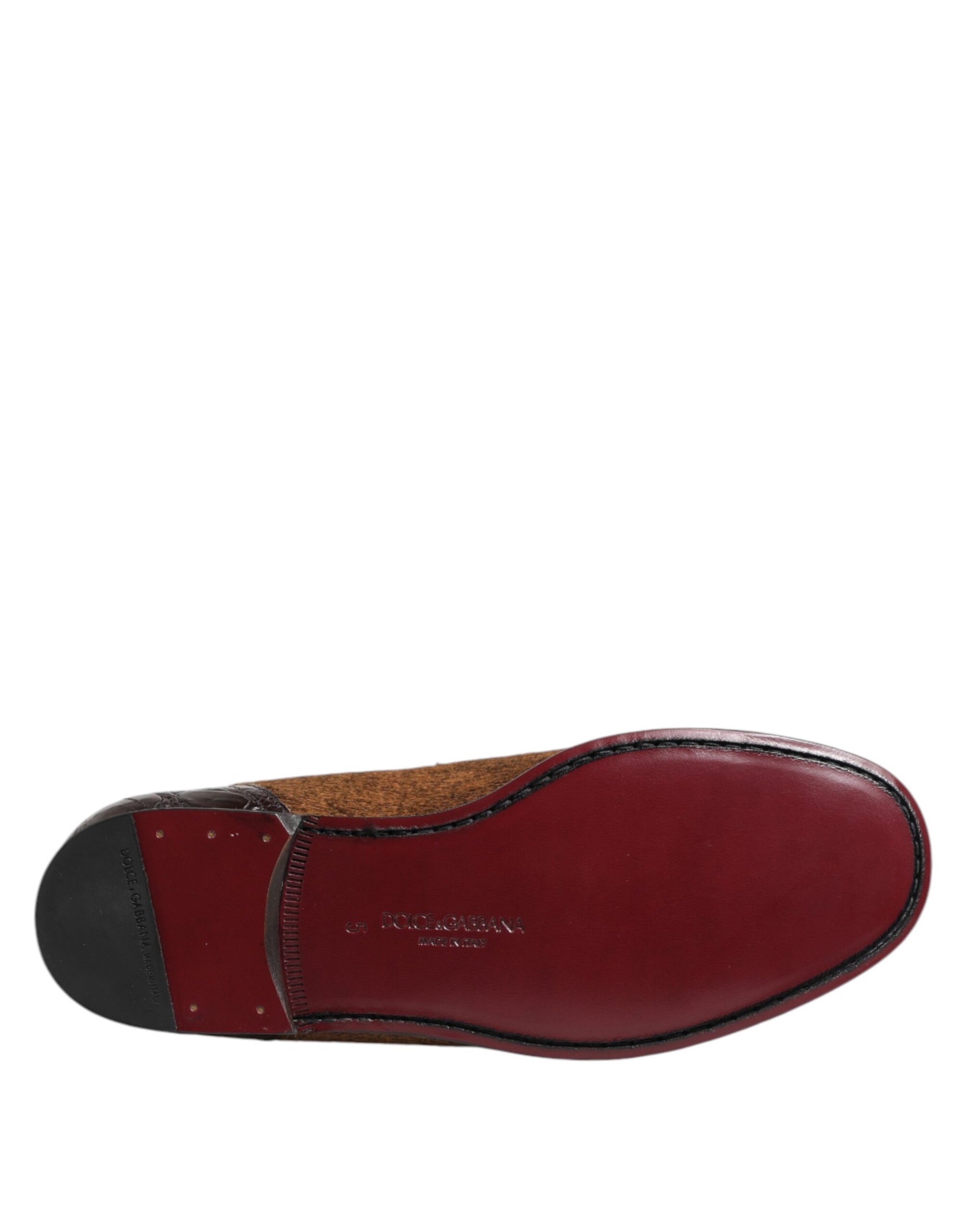 Mocassins marron Dolce &amp; Gabbana en cuir à enfiler pour homme