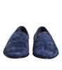 Mocassins Dolce &amp; Gabbana en velours bleu avec logo DG, chaussures habillées