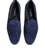 Mocassins Dolce &amp; Gabbana en velours bleu avec logo DG, chaussures habillées