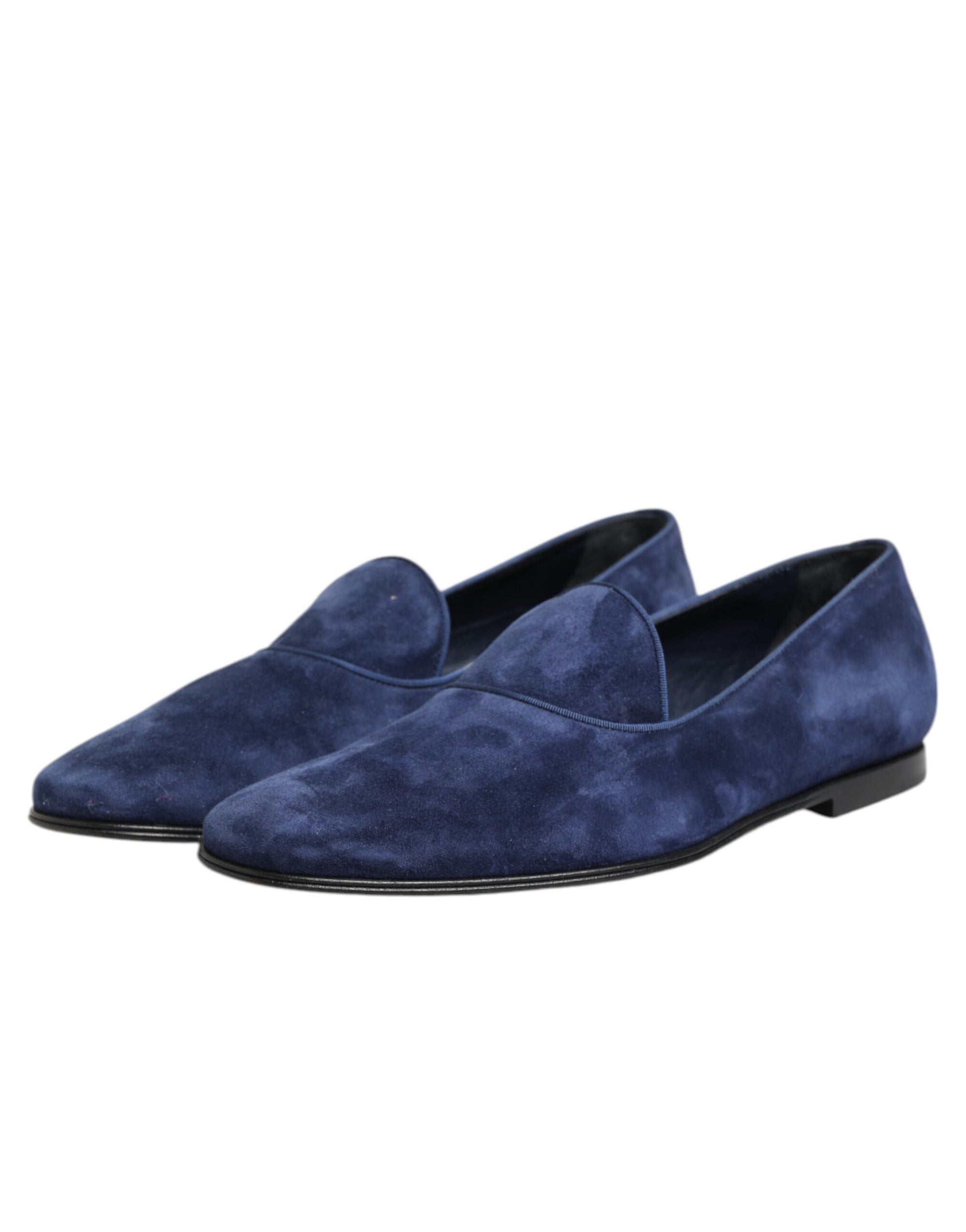 Mocassins Dolce &amp; Gabbana en velours bleu avec logo DG, chaussures habillées