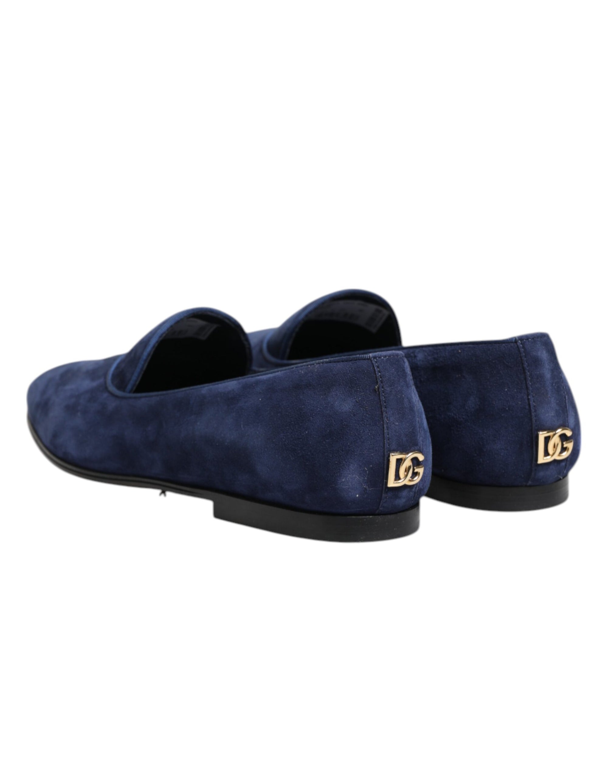 Mocassins Dolce &amp; Gabbana en velours bleu avec logo DG, chaussures habillées