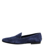 Mocassins Dolce &amp; Gabbana en velours bleu avec logo DG, chaussures habillées