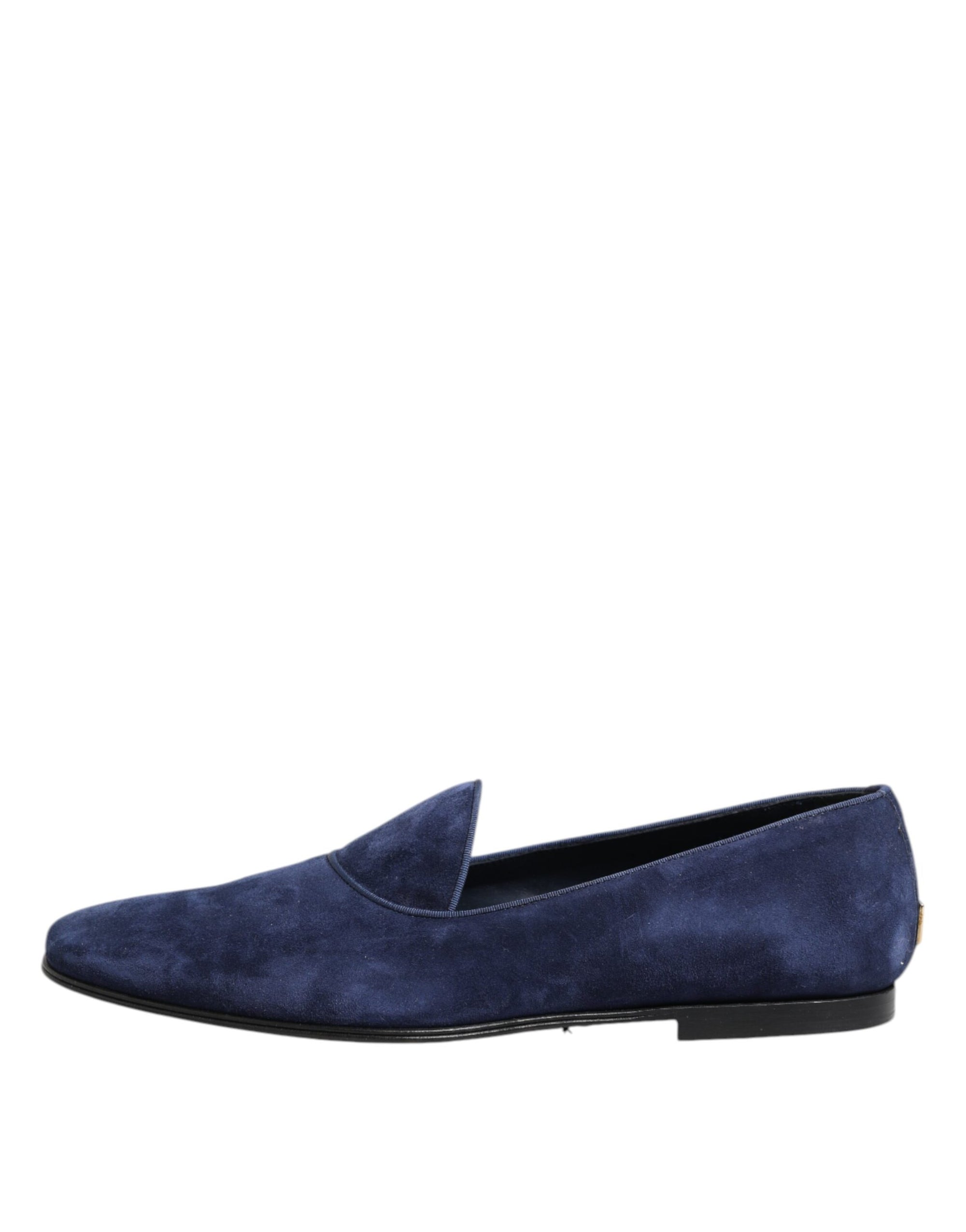 Mocassins Dolce &amp; Gabbana en velours bleu avec logo DG, chaussures habillées