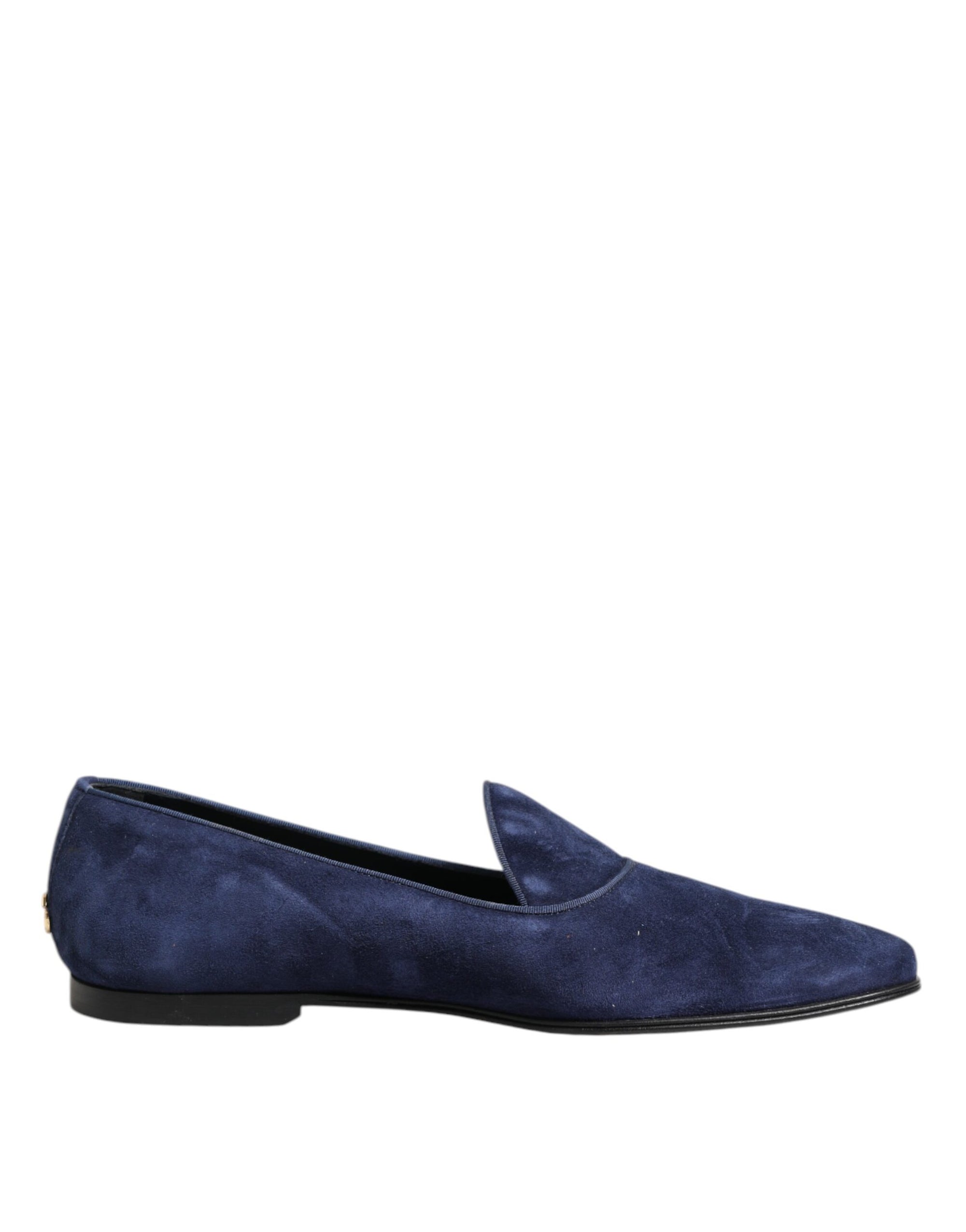Mocassins Dolce &amp; Gabbana en velours bleu avec logo DG, chaussures habillées