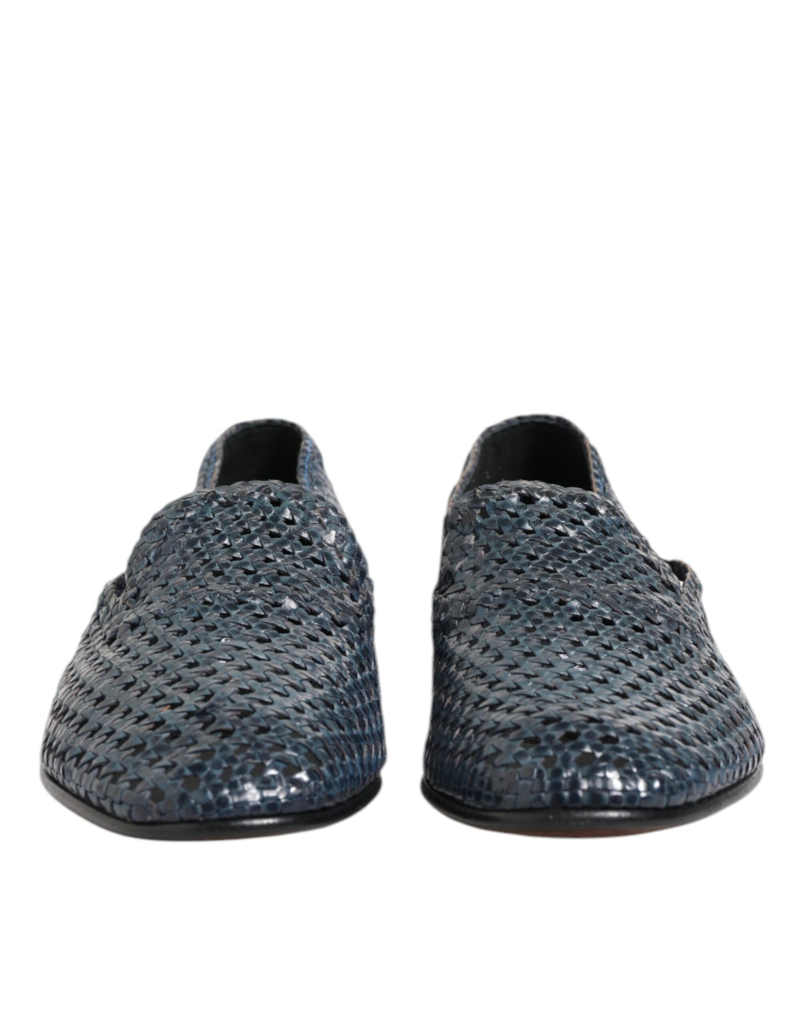 Mocassins à enfiler en cuir tressé bleu Dolce &amp; Gabbana