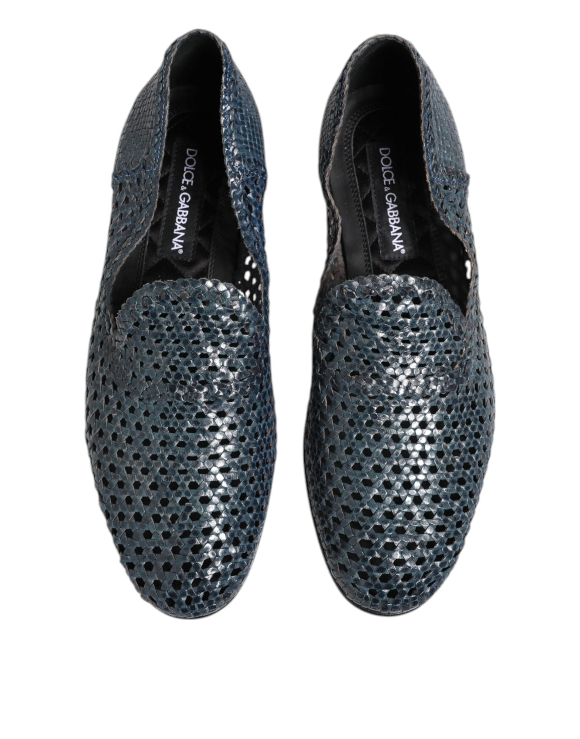 Mocassins à enfiler en cuir tressé bleu Dolce &amp; Gabbana