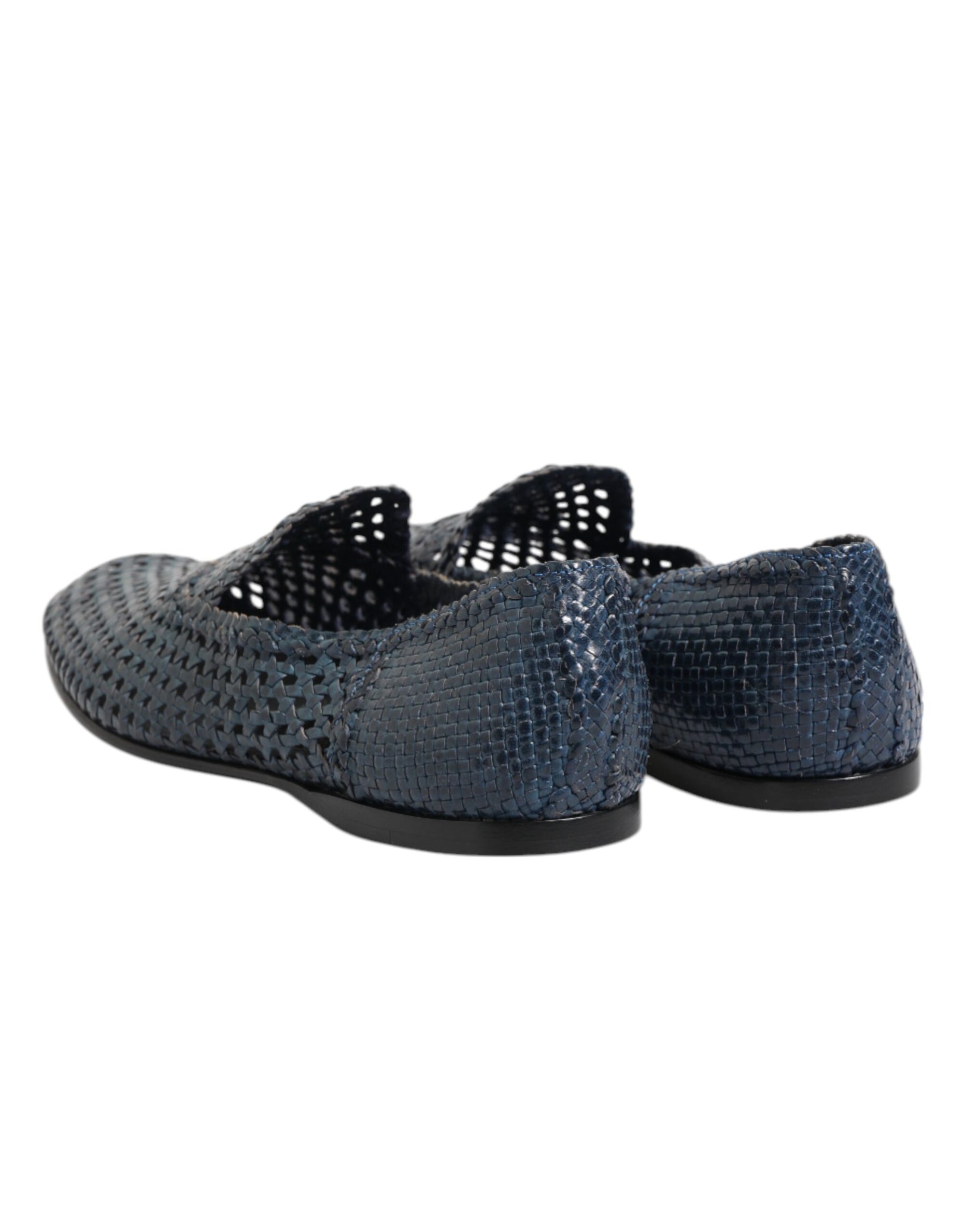 Mocassins à enfiler en cuir tressé bleu Dolce &amp; Gabbana