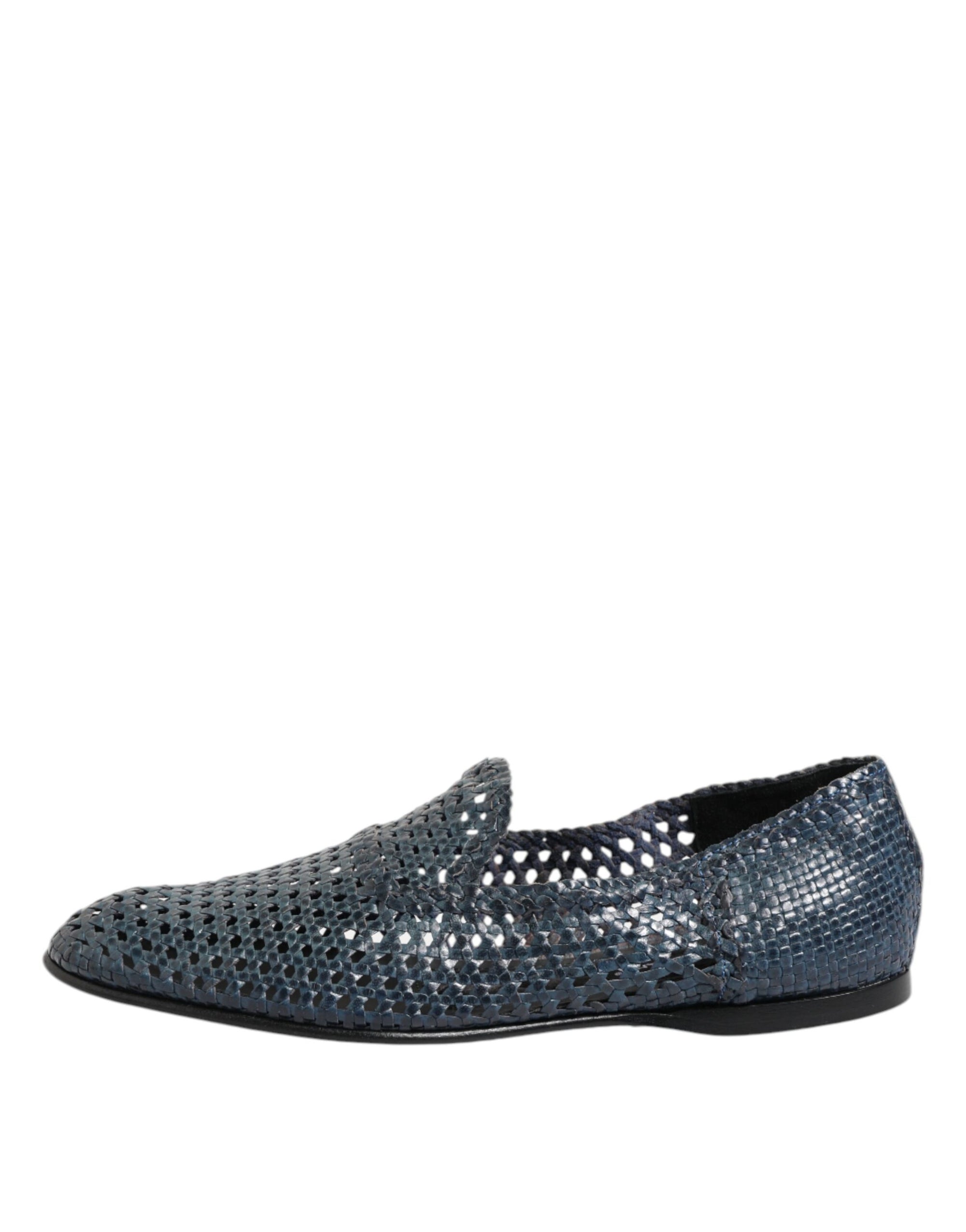 Mocassins à enfiler en cuir tressé bleu Dolce &amp; Gabbana