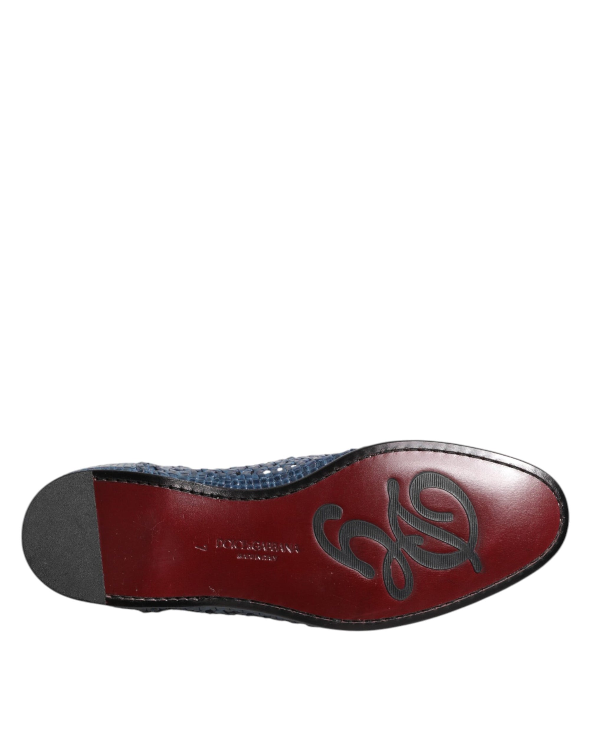 Mocassins à enfiler en cuir tressé bleu Dolce &amp; Gabbana