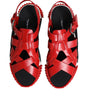 Dolce & Gabbana Red Black Leather Ankle Strap Sandals Shoes