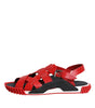 Dolce & Gabbana Red Black Leather Ankle Strap Sandals Shoes