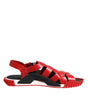 Dolce & Gabbana Red Black Leather Ankle Strap Sandals Shoes
