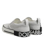 Dolce & Gabbana White Dotted Leather Slip On Men Sneakers Shoes