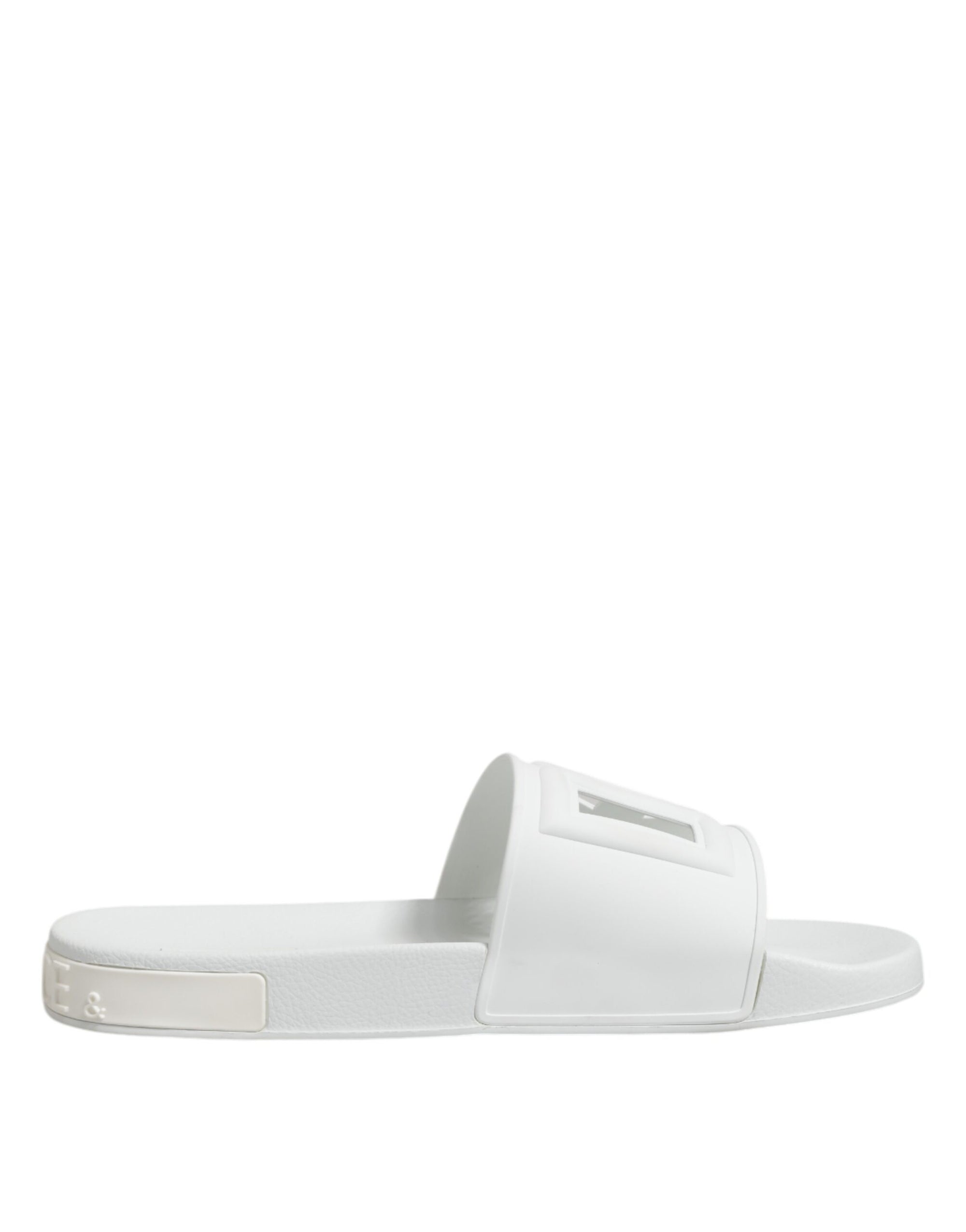 Dolce & Gabbana White Rubber Sandals Slides Beachwear Shoes