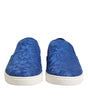 Dolce & Gabbana Blue Leather Lace Slip On Sneaker Shoes