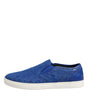 Dolce & Gabbana Blue Leather Lace Slip On Sneaker Shoes