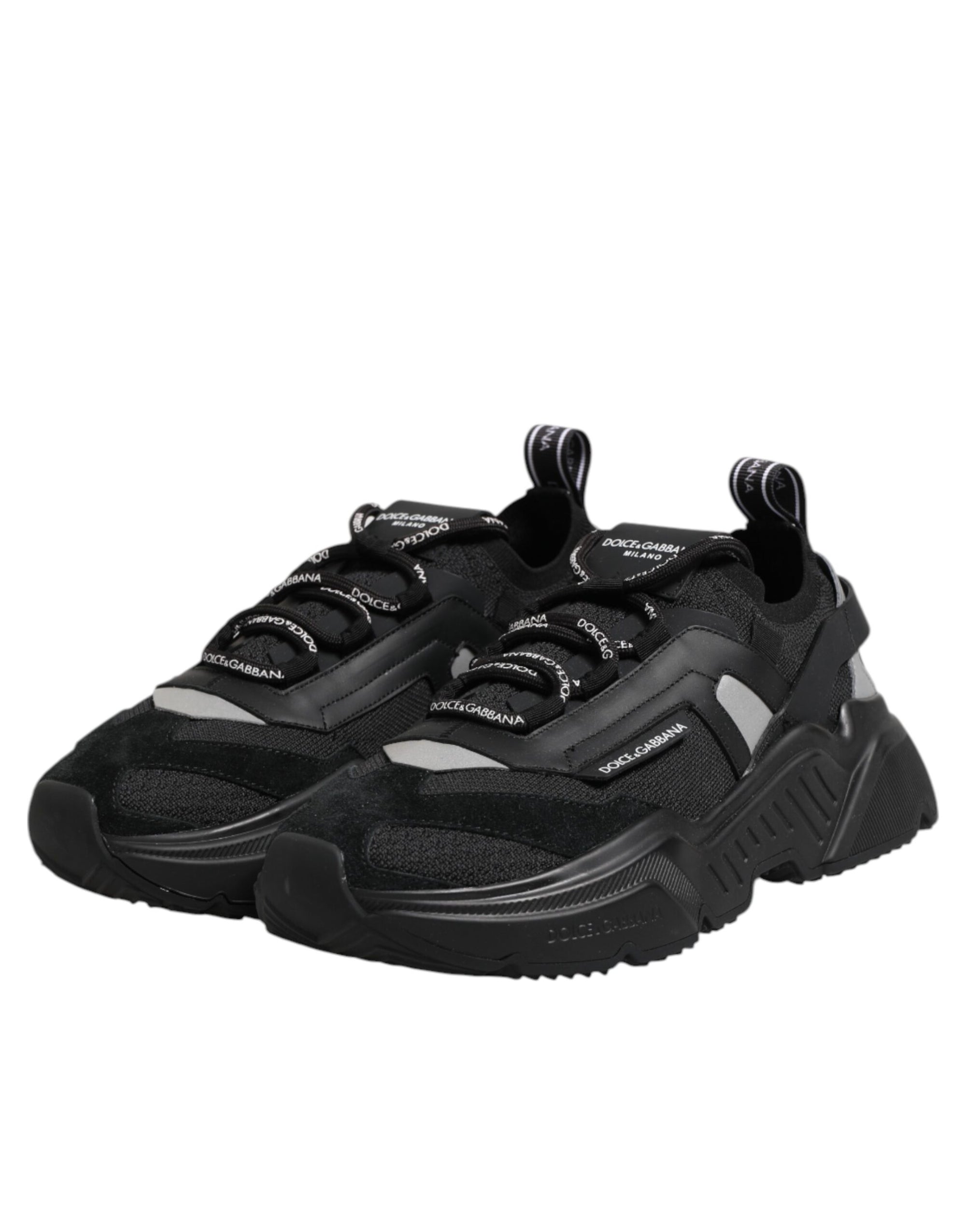 Dolce & Gabbana Black Leather Daymaster Low Top Sneakers Shoes