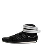 Dolce & Gabbana Black Quilted Leather Lace Up Sneakers Shoes