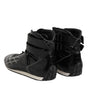 Dolce & Gabbana Black Quilted Leather Lace Up Sneakers Shoes
