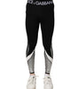 Dolce & Gabbana Black Silver Nylon Skinny Men Leggings Pants