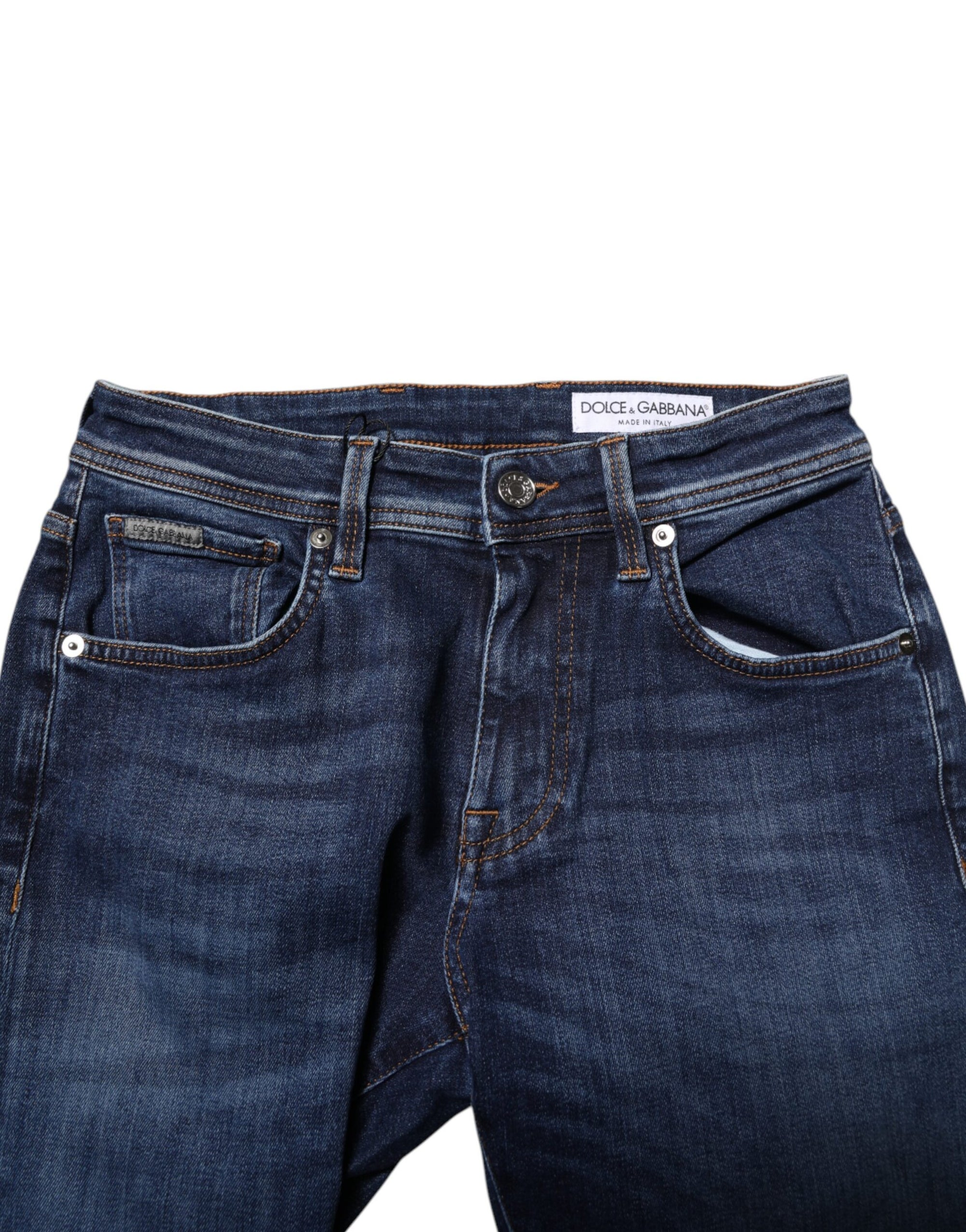 Dolce & Gabbana Dark Blue Cotton Skinny Denim Jeans