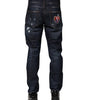 Dolce & Gabbana Dark Blue Tattered Skinny Denim Jeans