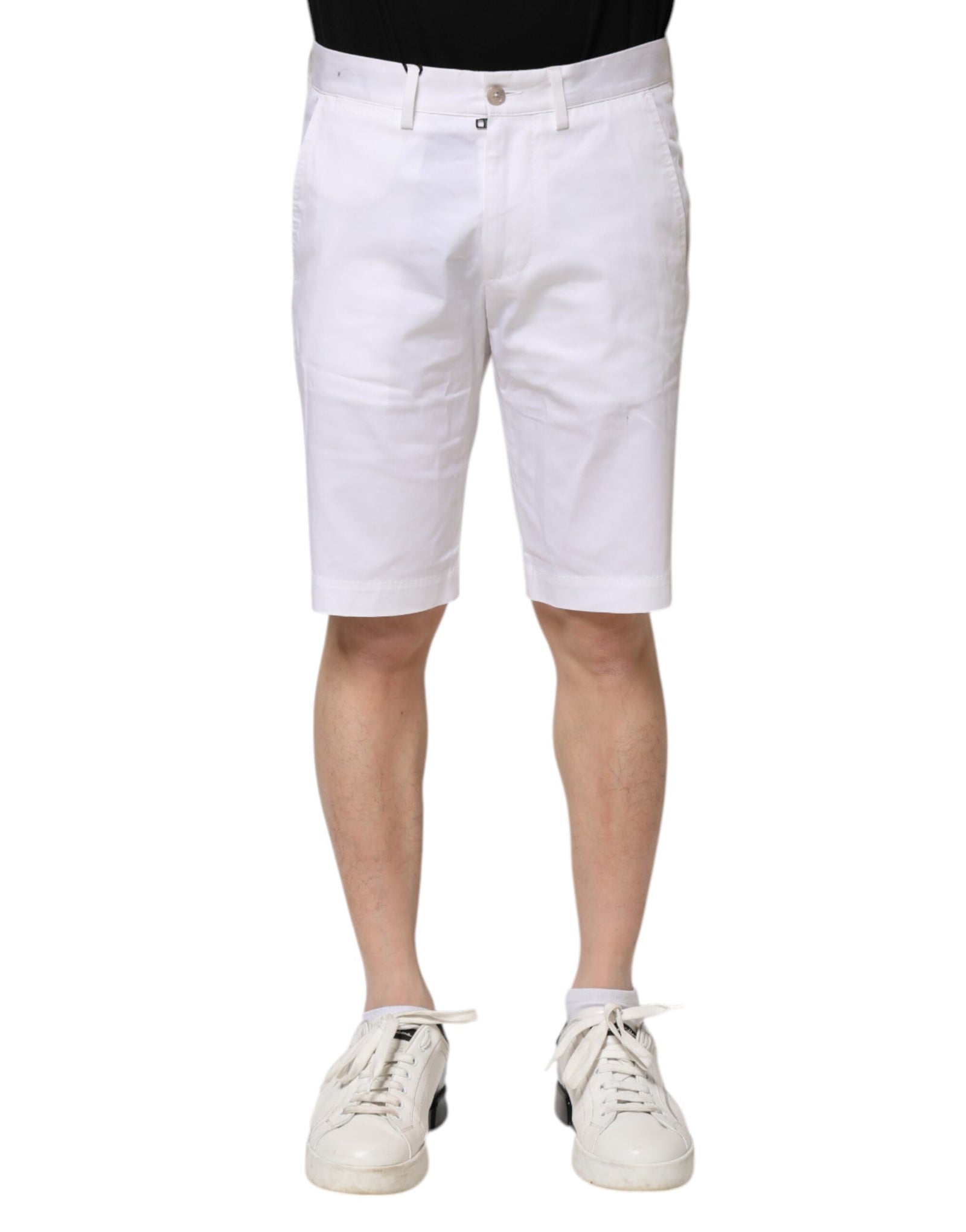 Bermuda en denim blanc extensible en coton Dolce &amp; Gabbana pour homme