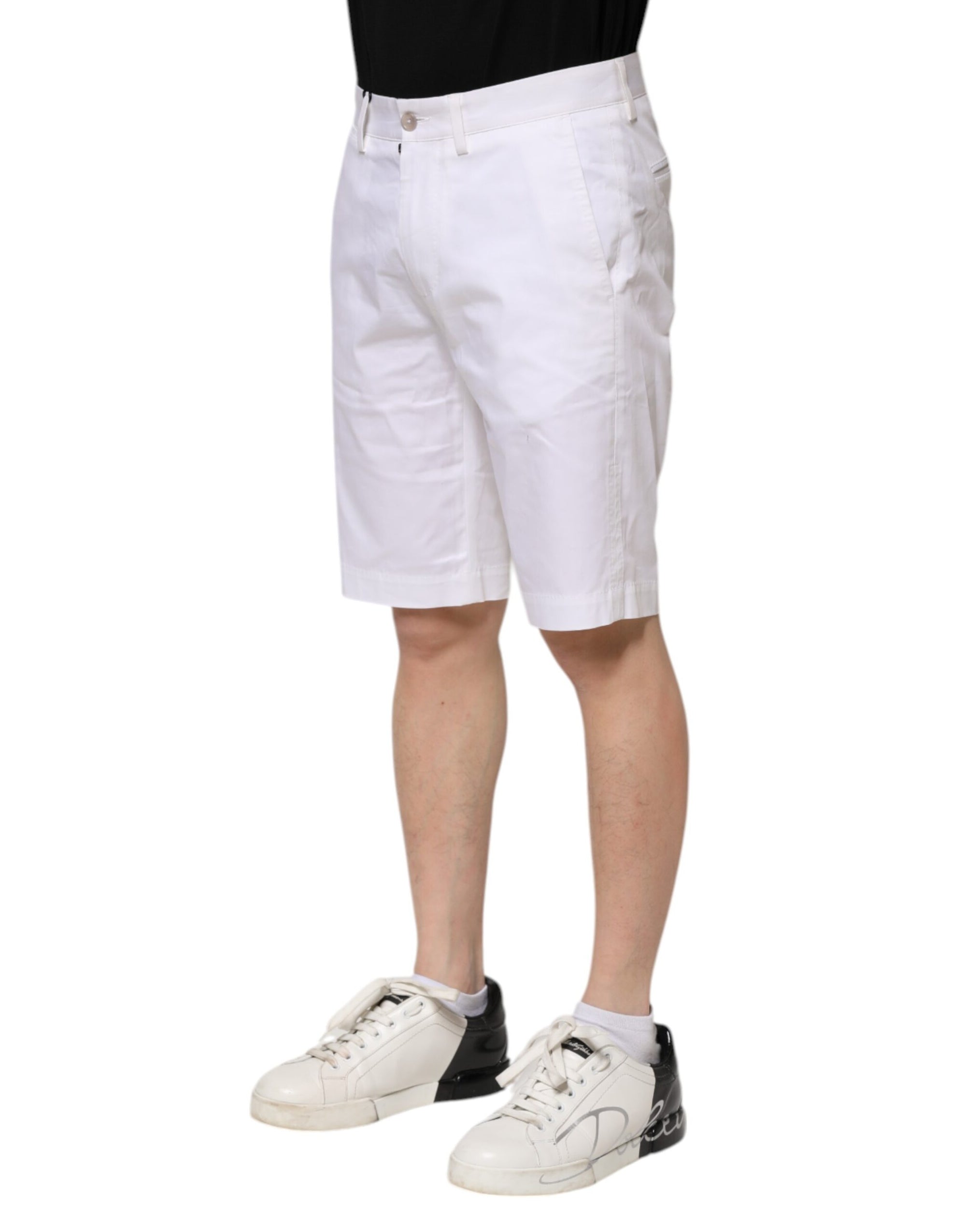 Bermuda en denim blanc extensible en coton Dolce &amp; Gabbana pour homme