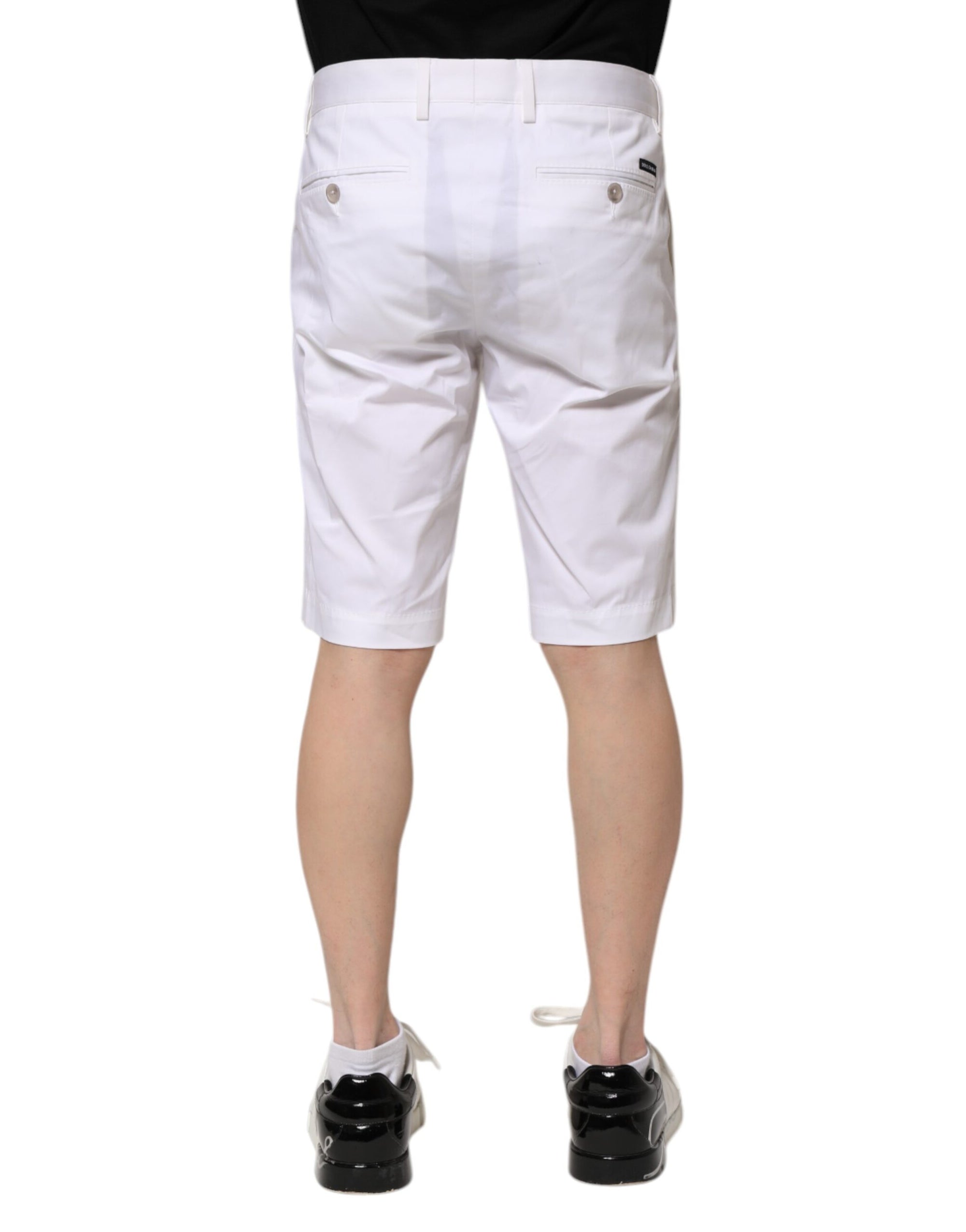 Bermuda en denim blanc extensible en coton Dolce &amp; Gabbana pour homme