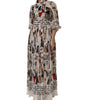 Dolce & Gabbana Multicolor Animal Print Silk Ascot Maxi Dress