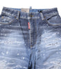 Dsquared² Blue Tattered Cotton Mid Waist Straight Denim Jeans