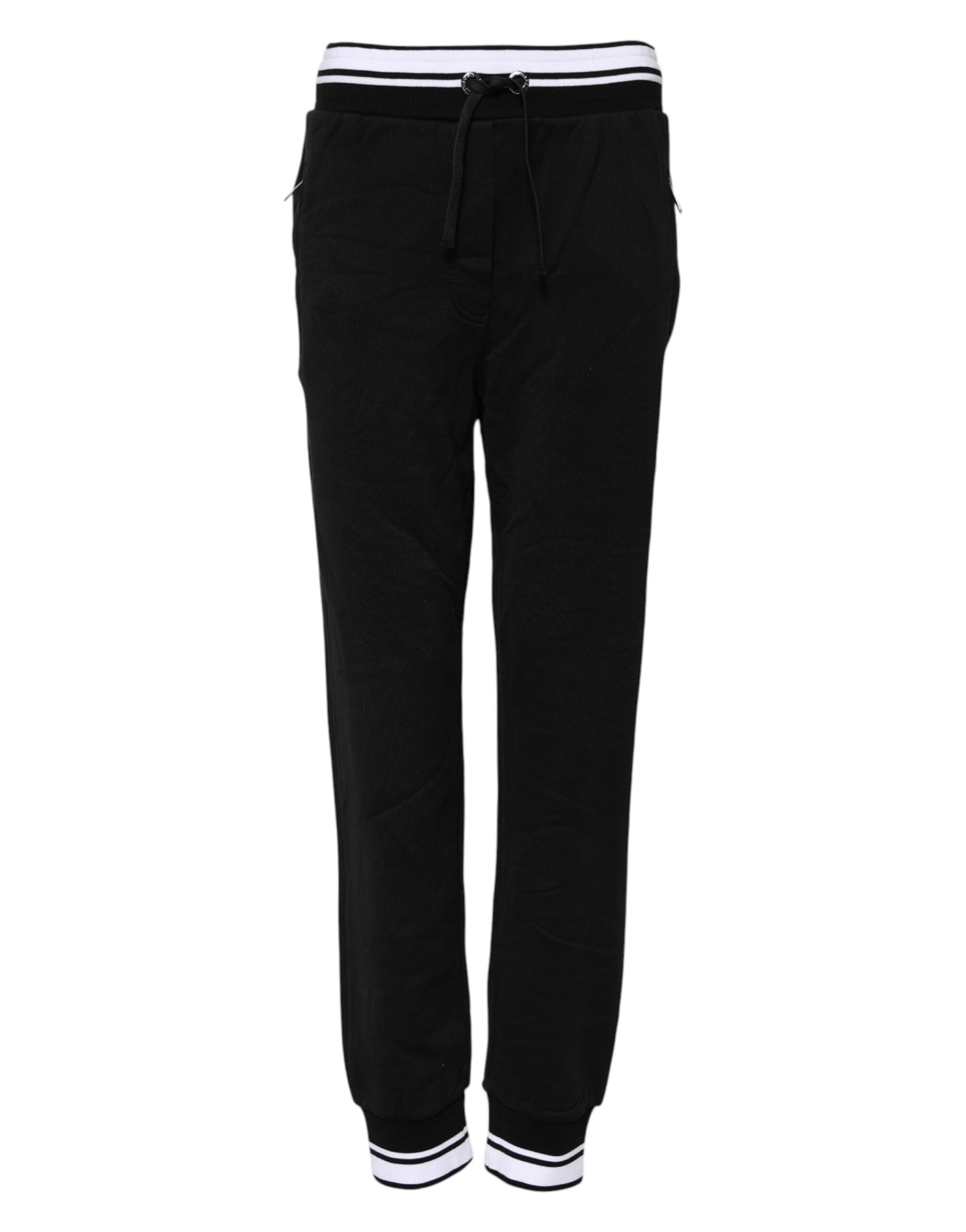 Pantalon de jogging taille moyenne en coton noir Dolce &amp; Gabbana