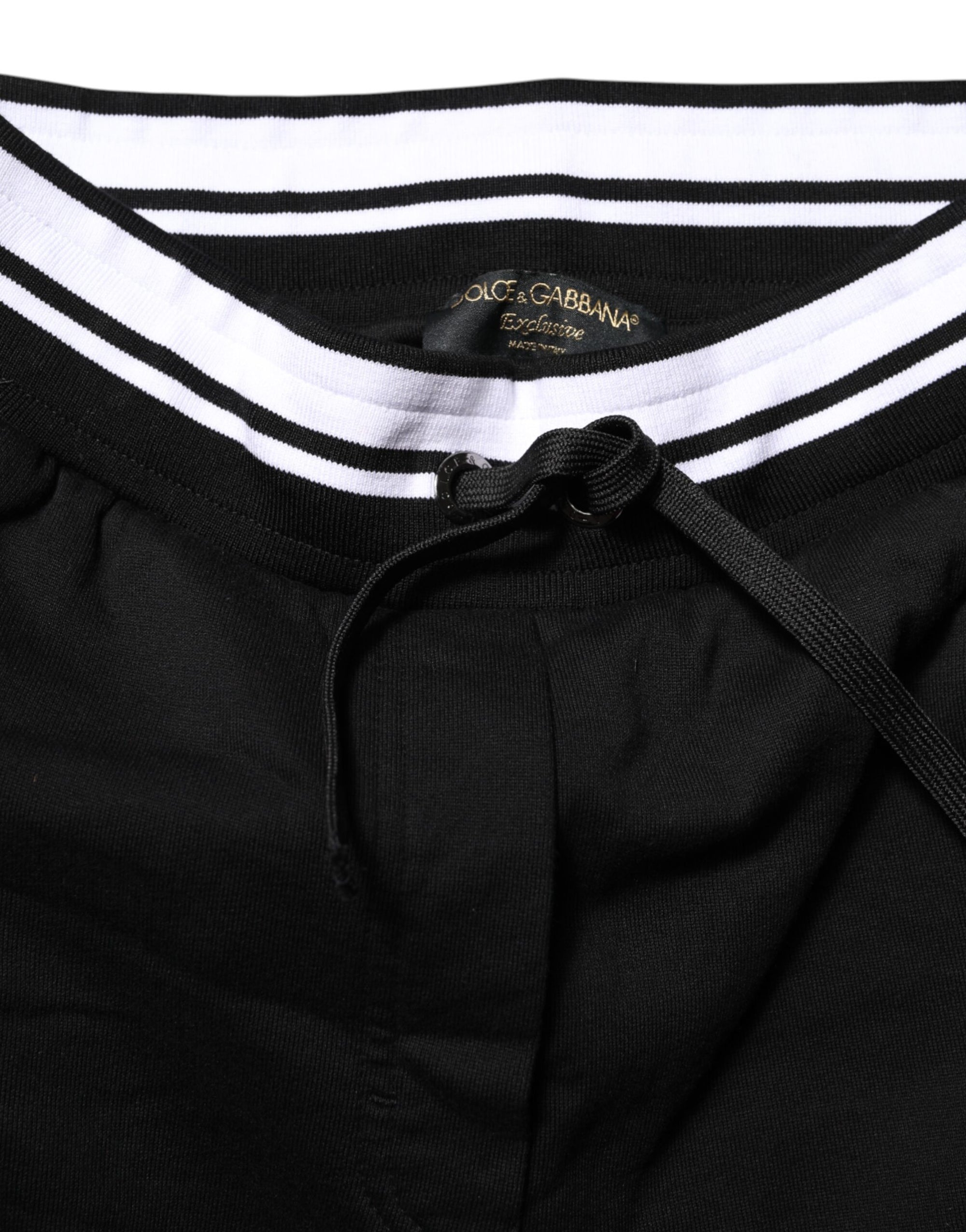 Pantalon de jogging taille moyenne en coton noir Dolce &amp; Gabbana