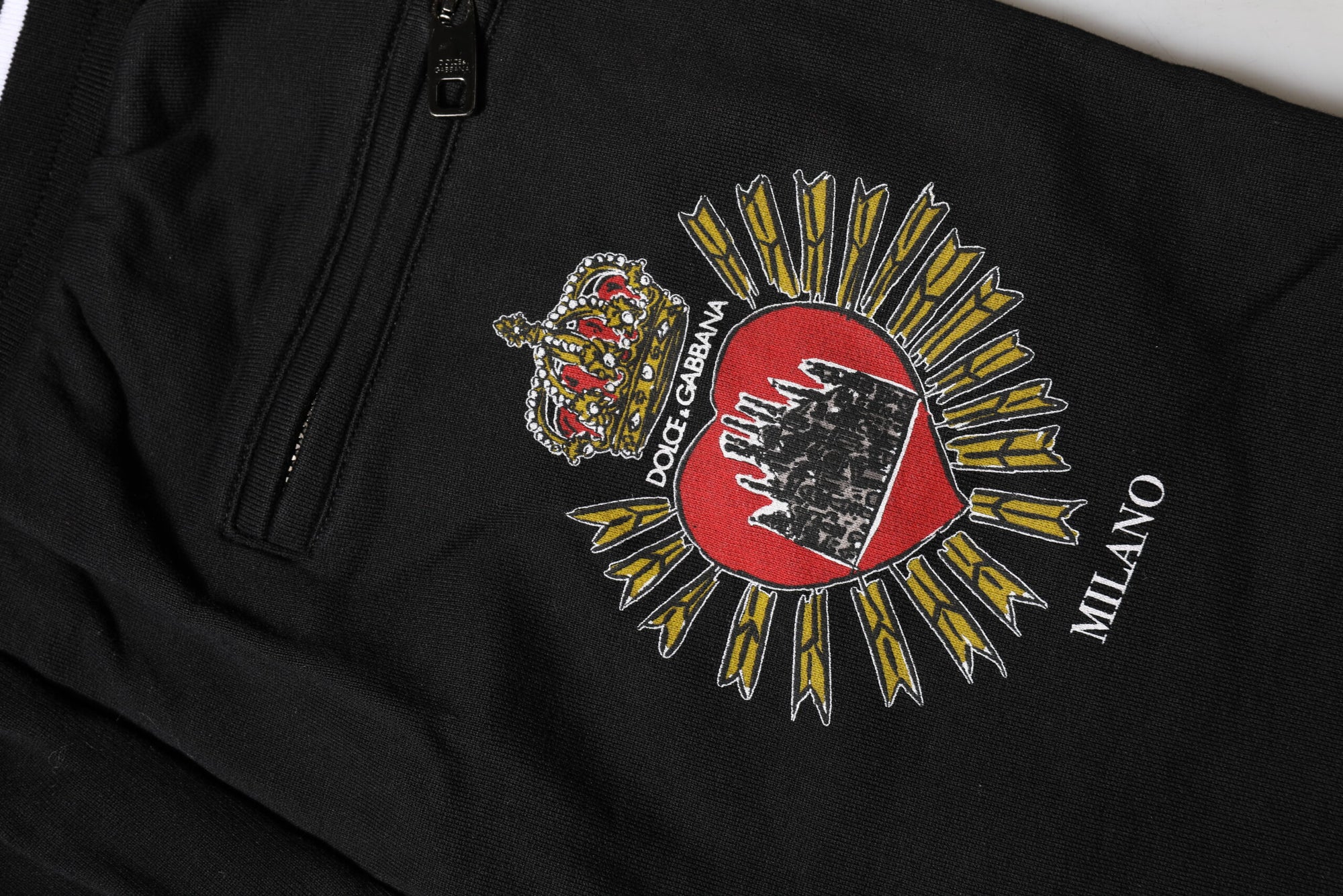 Pantalon de jogging taille moyenne en coton noir Dolce &amp; Gabbana