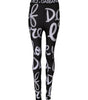 Dolce & Gabbana Black Polyester Logo Print Mid Waisted Pants