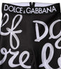 Dolce & Gabbana Black Polyester Logo Print Mid Waisted Pants