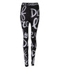 Dolce & Gabbana Black Polyester Logo Print Mid Waisted Pants