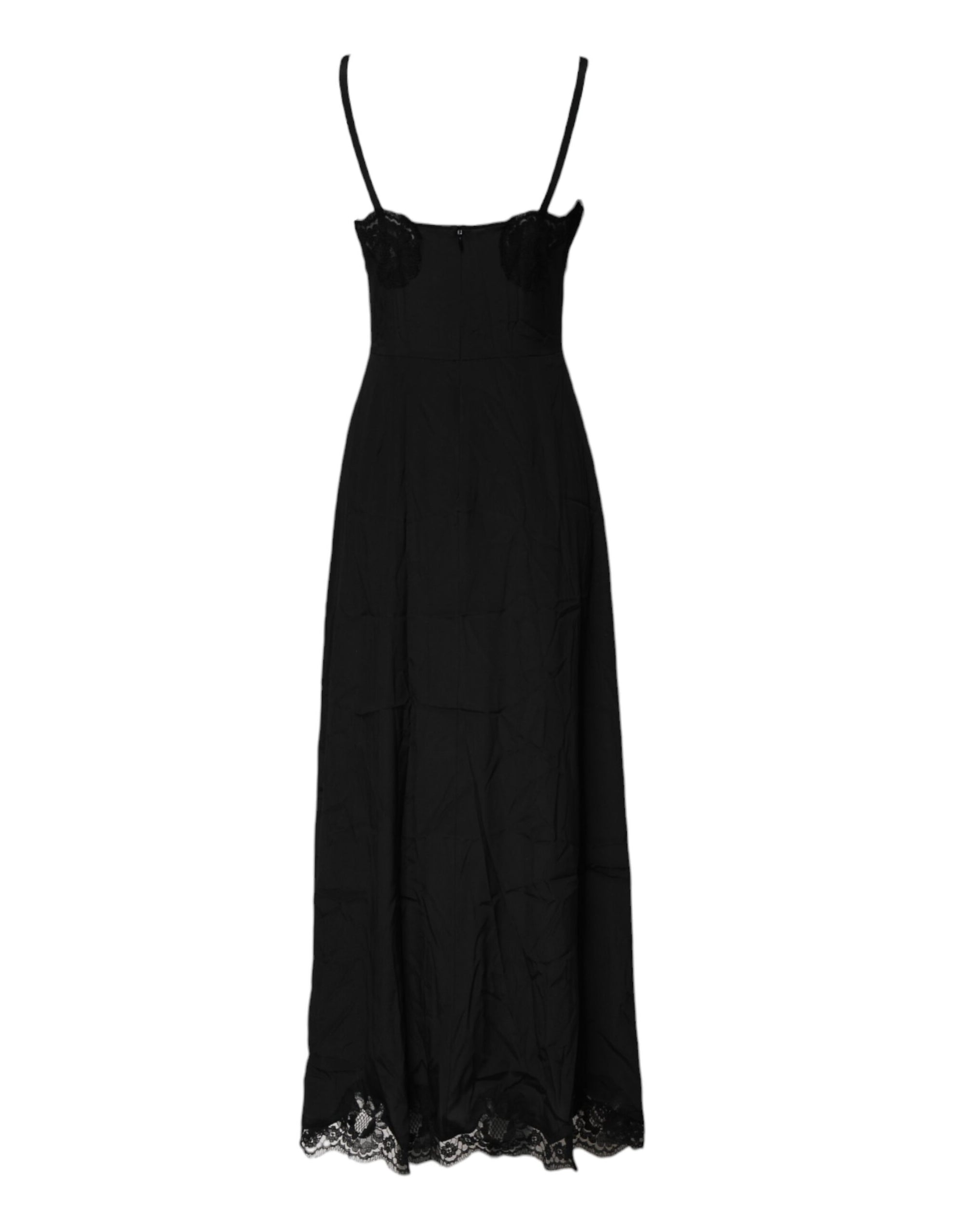 Dolce & Gabbana Black Floral Lace Lingerie Dress Sleepwear
