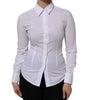 Chemise à manches longues et col en coton blanc Dolce & Gabbana